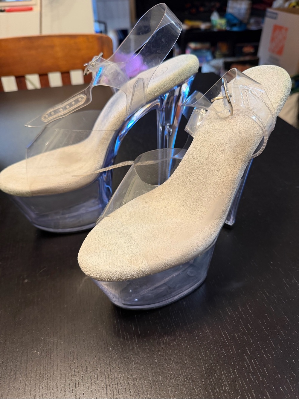 Clear 7 inch Platform Pleasers - Sky 308